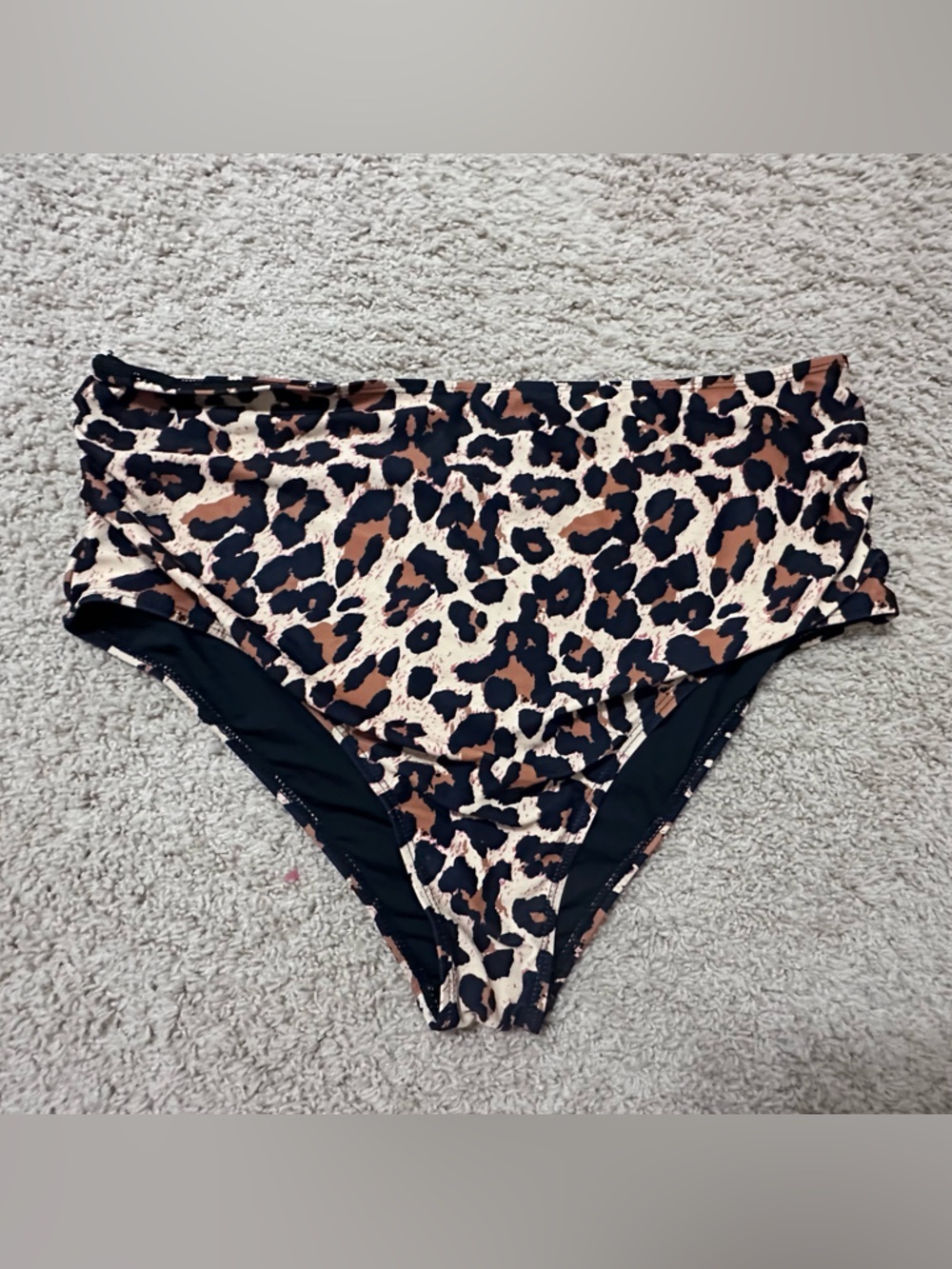 Leopard Print High Waisted Swim Bottoms